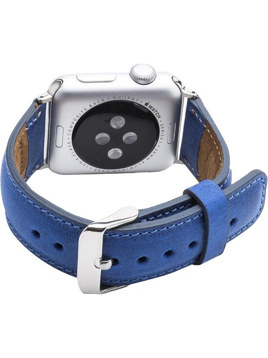 Stylish Antique Dark Blue Leather Apple Watch Band 49mm 45mm 44mm 42mm - iWatch main image 9